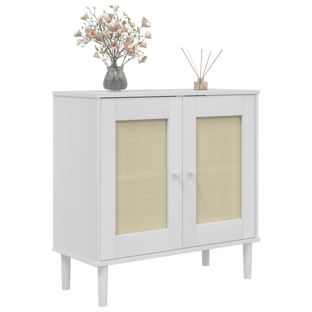 vidaXL Sideboard SENJA Rattan Look White 80x35x80 cm Solid Wood Pine