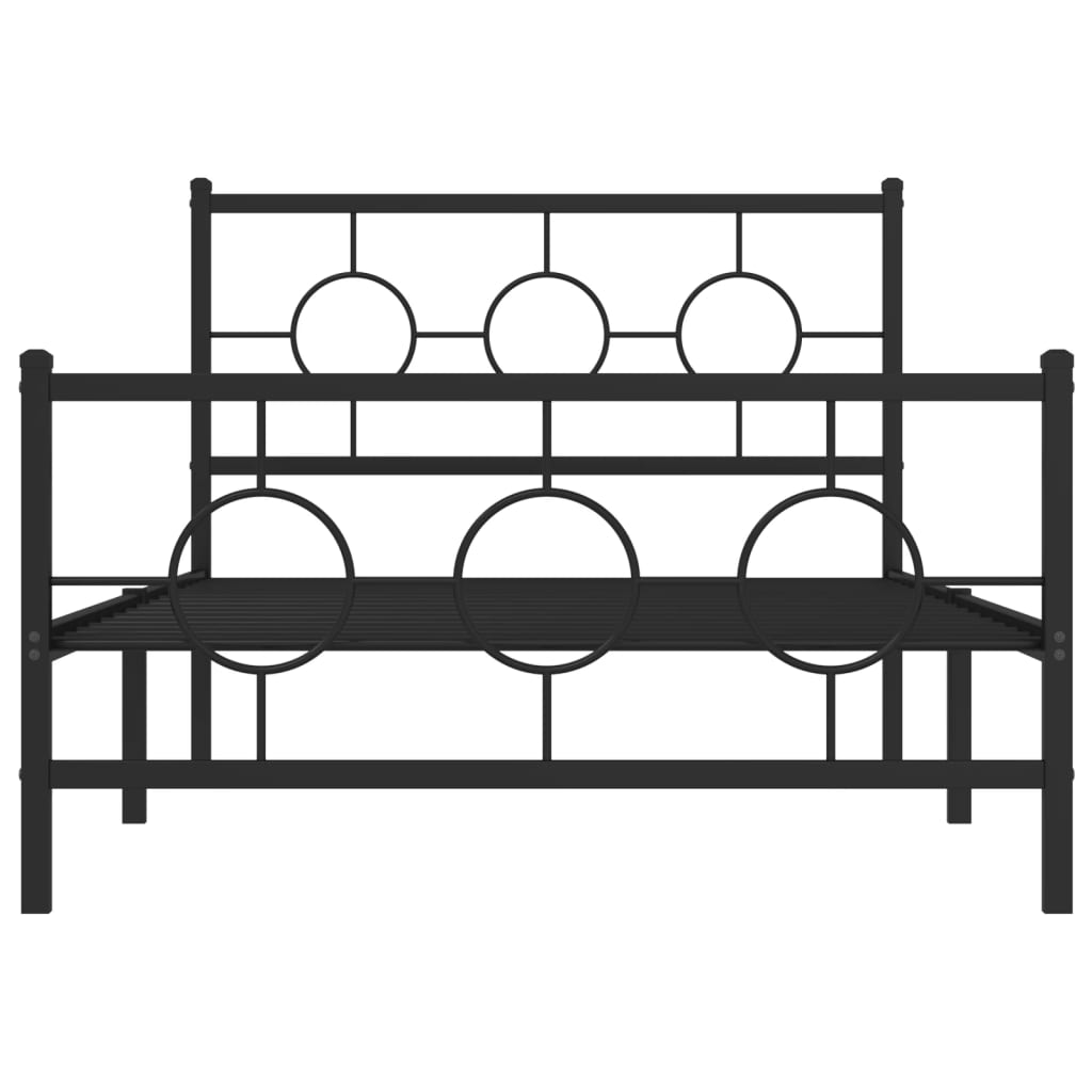 vidaXL Metal Bed Frame without Mattress with Footboard Black 107x203 cm