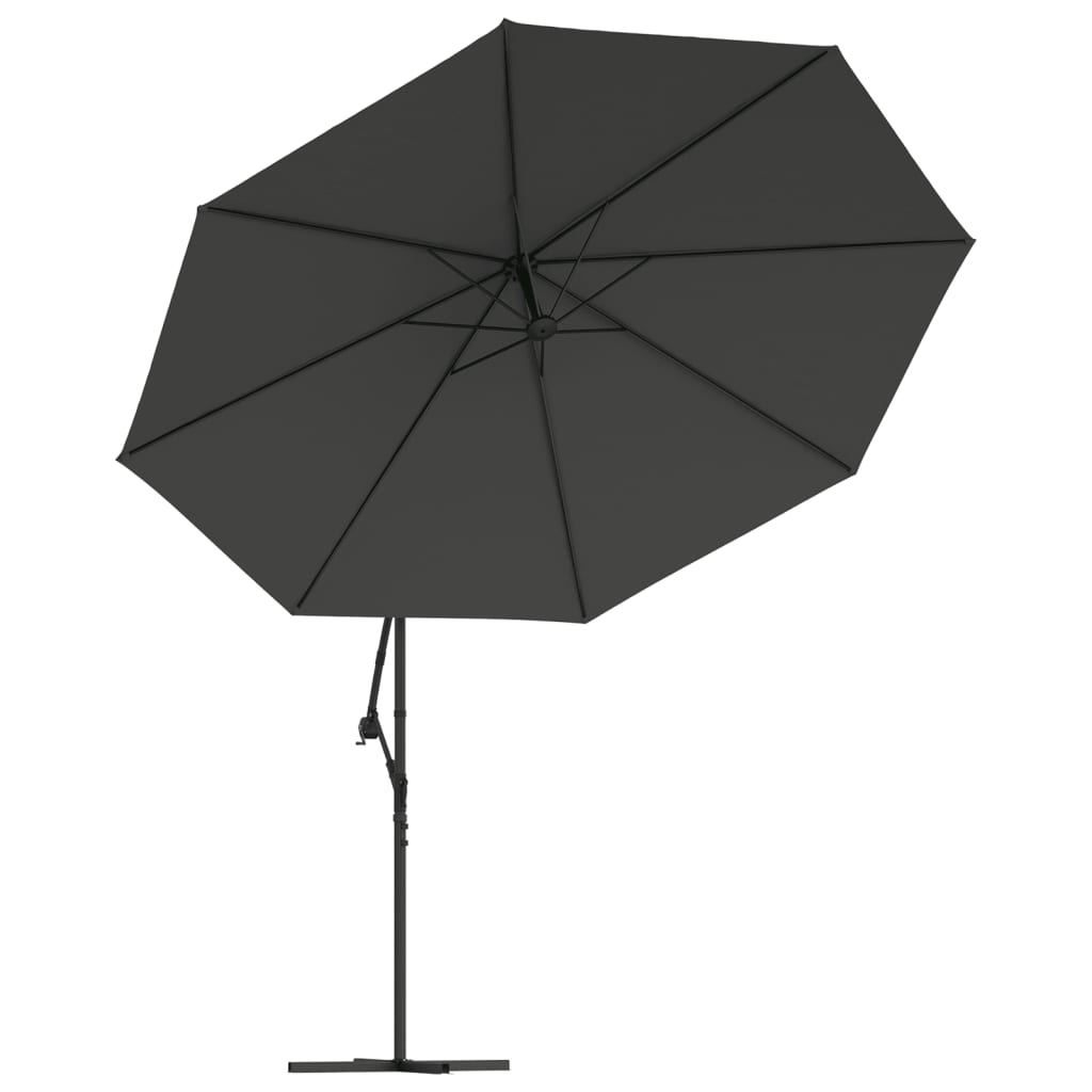 vidaXL Cantilever Garden Parasol with LED Lights and Metal Pole 350 cm Anthracite