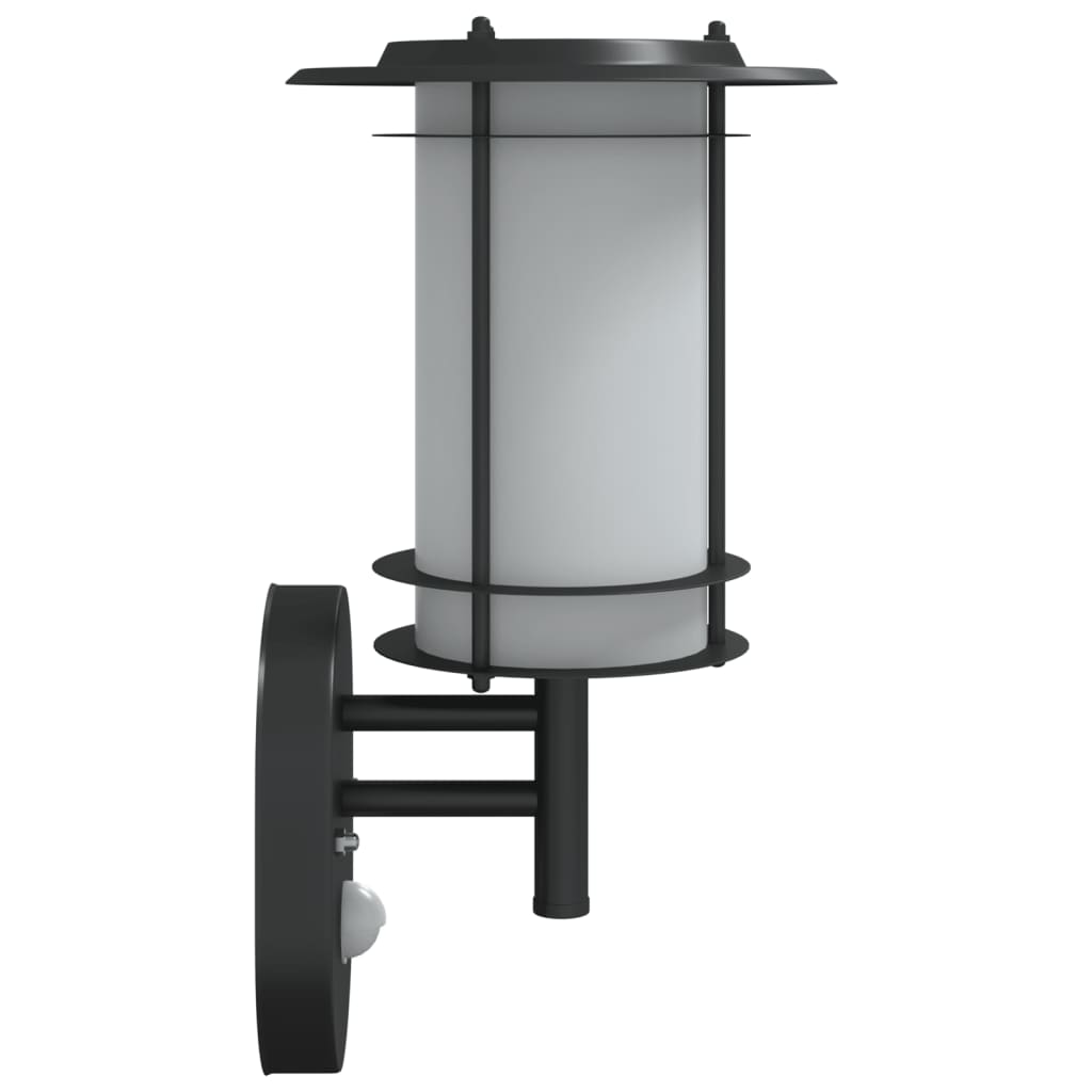 vidaXL Outdoor Wall Light with Sensor Black Stainless Steel