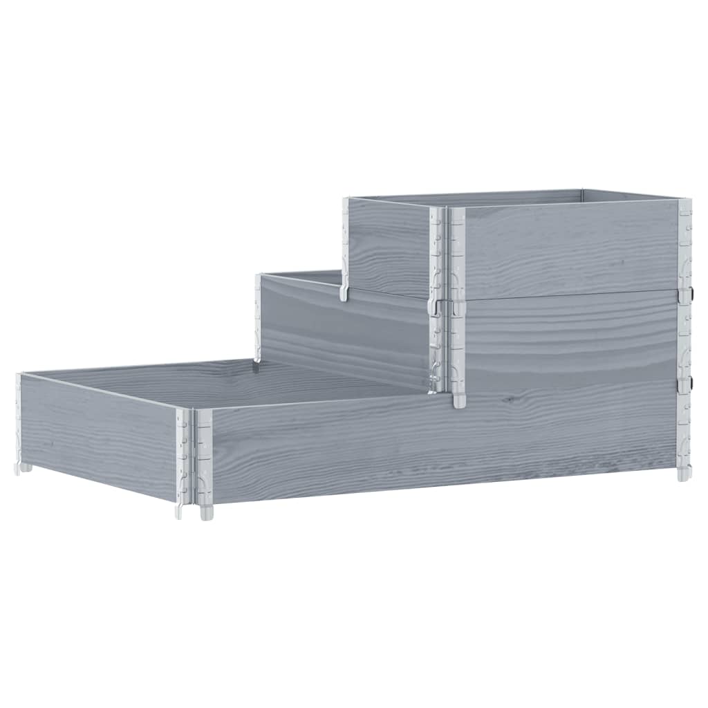 vidaXL 3-Tier Raised Bed Grey 120x80 cm Solid Wood Pine