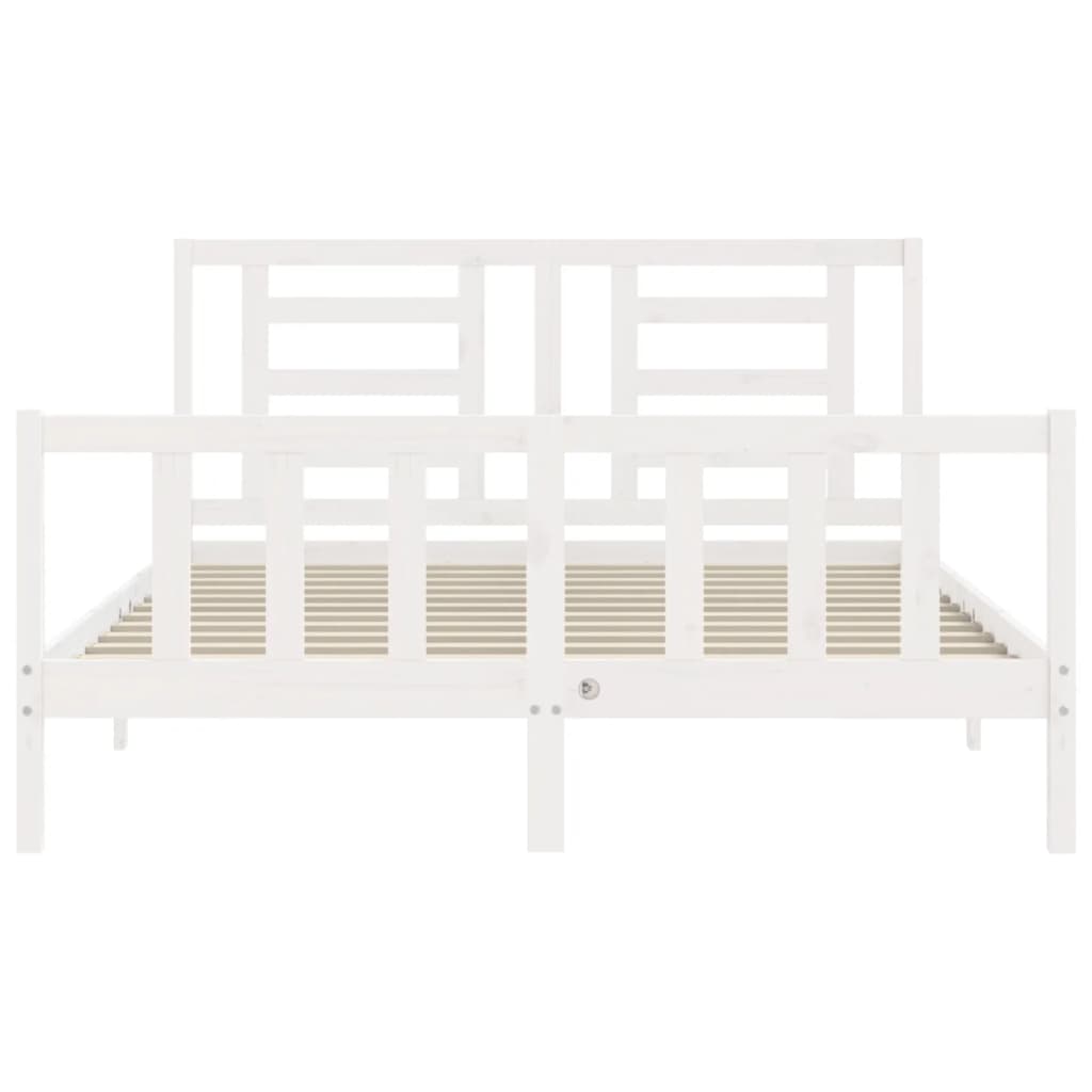 vidaXL Bed Frame without Mattress White King Size Solid Wood Pine