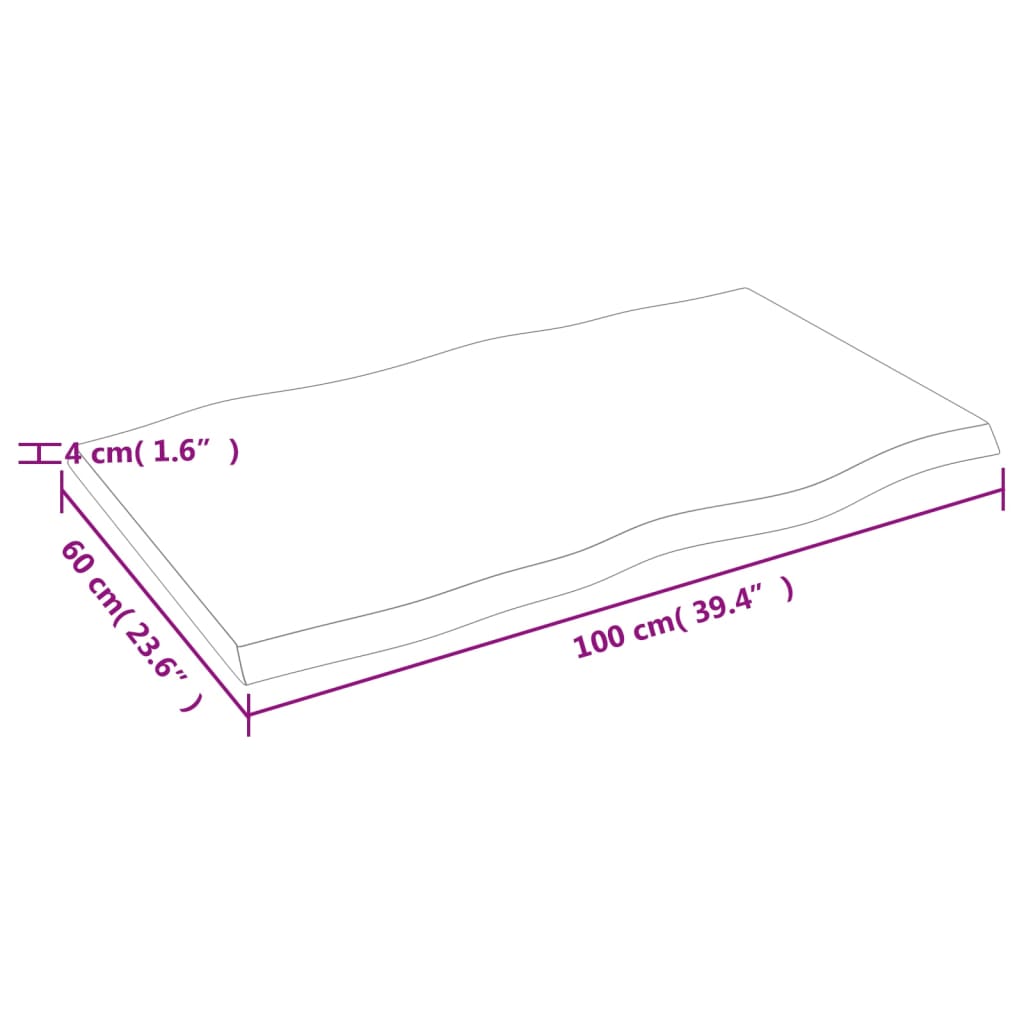 vidaXL Table Top 100x60x(2-4) cm Untreated Solid Wood Live Edge