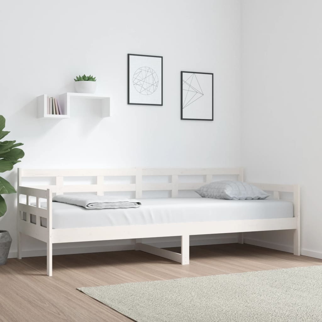 vidaXL Day Bed without Mattress White Solid Wood Pine 80x200 cm