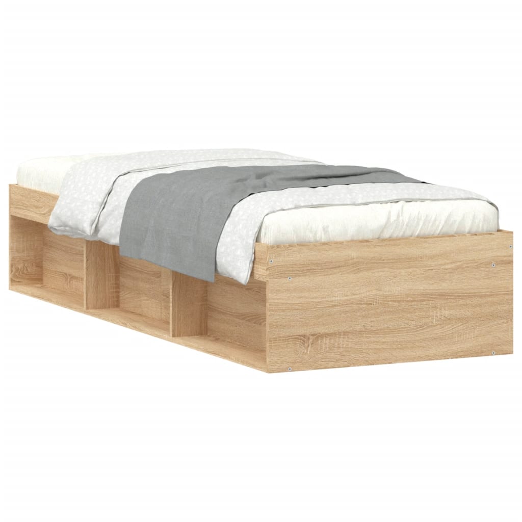 vidaXL Bed Frame without Mattress Sonoma Oak 75x190 cm Small Single