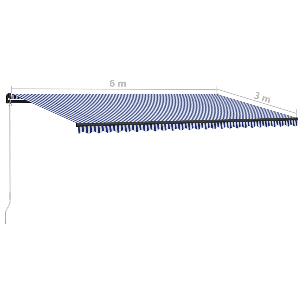 vidaXL Manual Retractable Awning 600x300 cm Blue and White