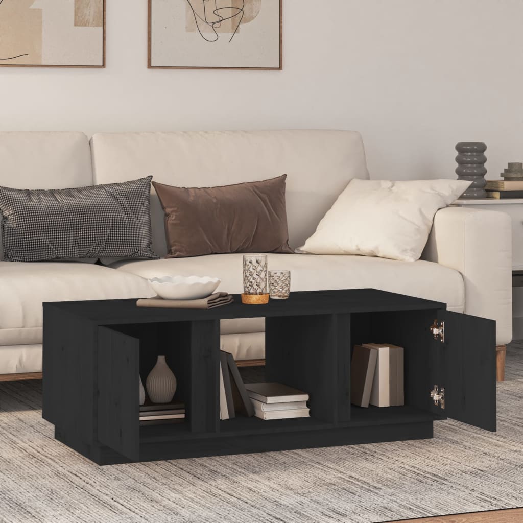 vidaXL Coffee Table Black 110x50x40 cm Solid Wood Pine