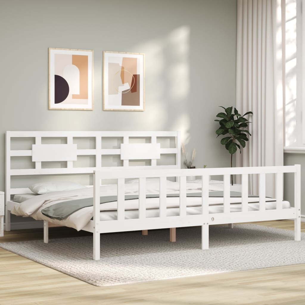 vidaXL Bed Frame without Mattress White 200x200 cm Solid Wood Pine