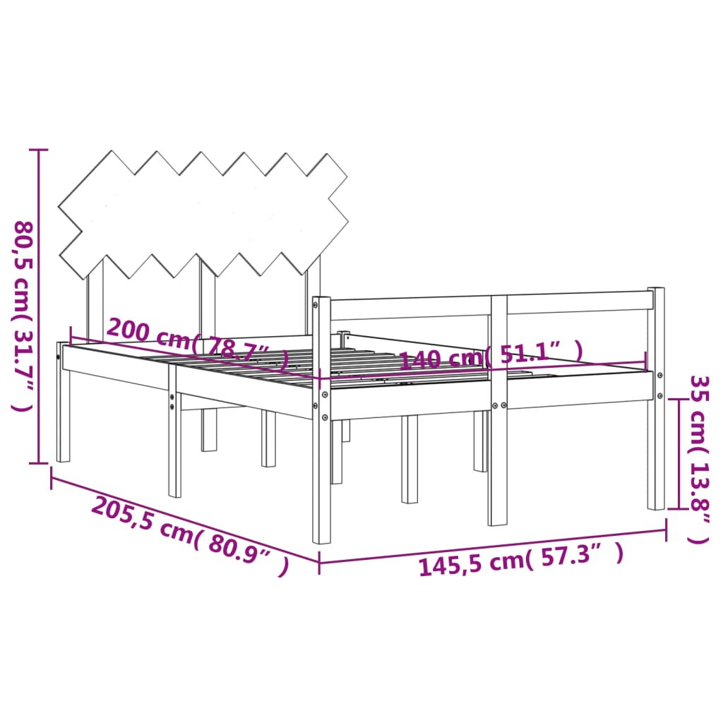 vidaXL Senior Bed without Mattress White 140x200 cm Solid Wood