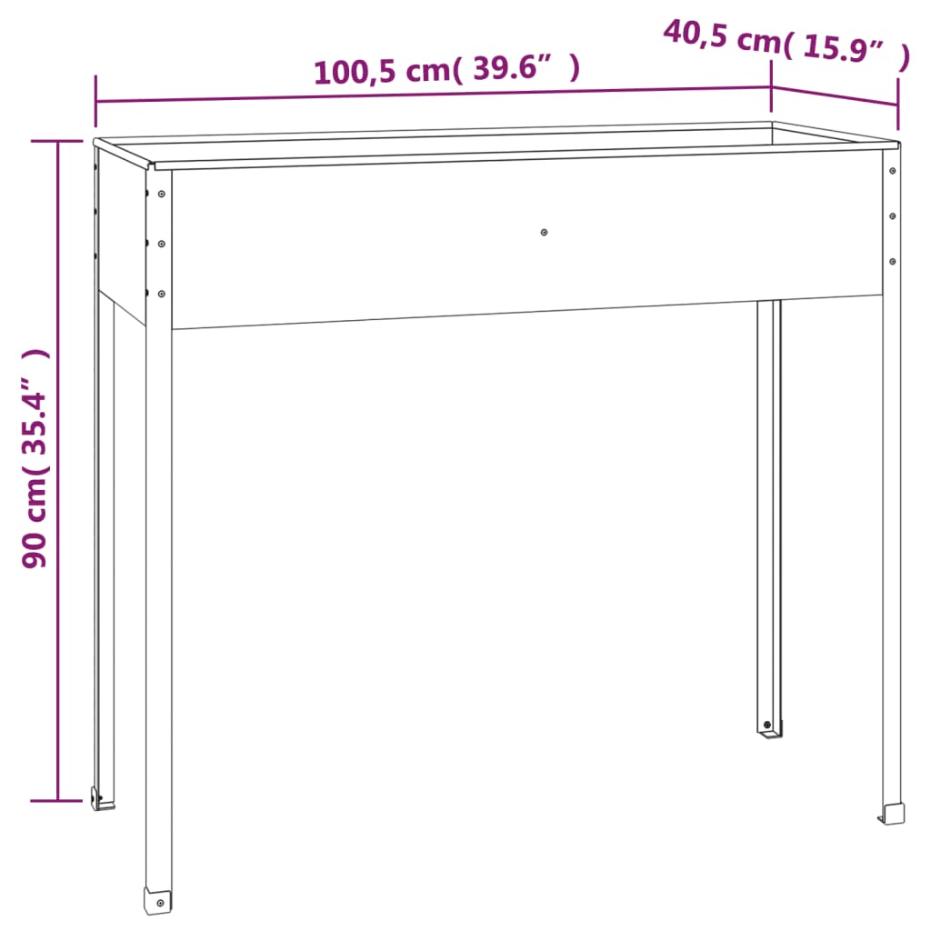 vidaXL Garden Planter Anthracite 100.5x40.5x90 cm Galvanised Steel