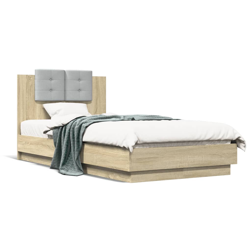 vidaXL Bed Frame without Mattress Sonoma Oak 75x190 cm Small Single