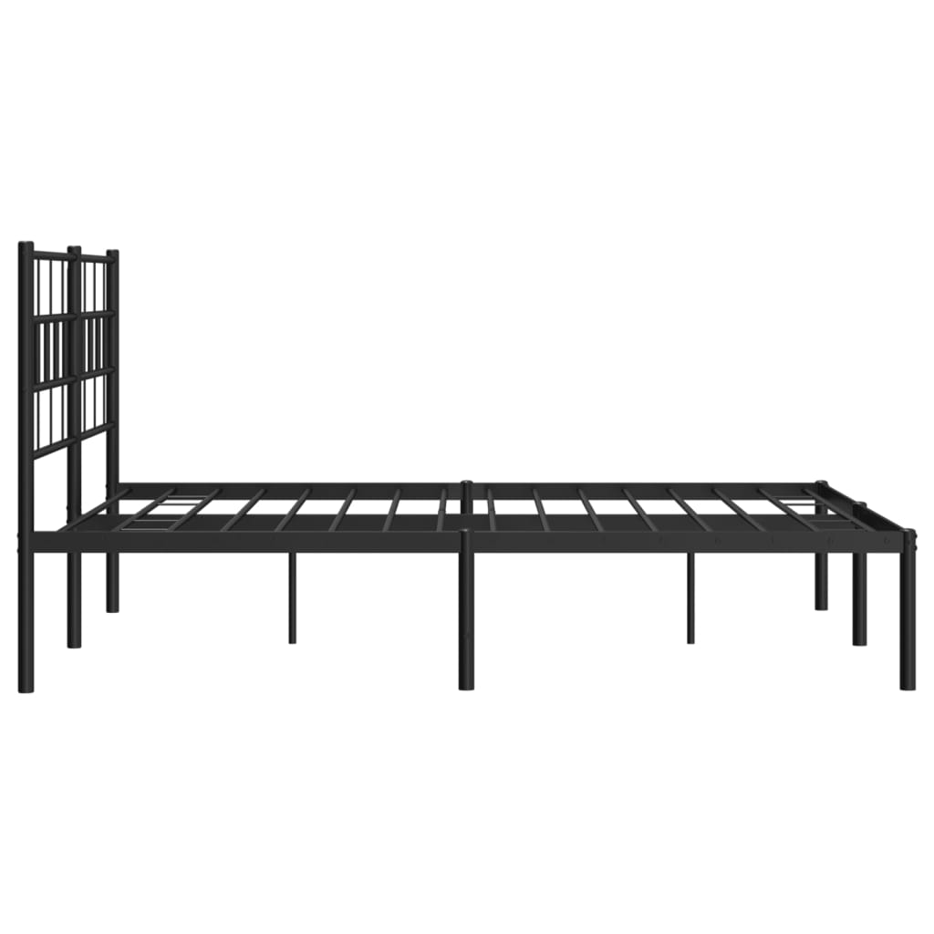 vidaXL Metal Bed Frame with Headboard Black 140x200 cm