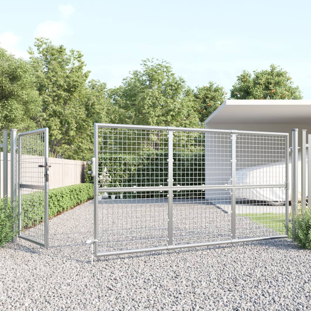 vidaXL Mesh Garden Gate Silver 350x175 cm Galvanised Steel