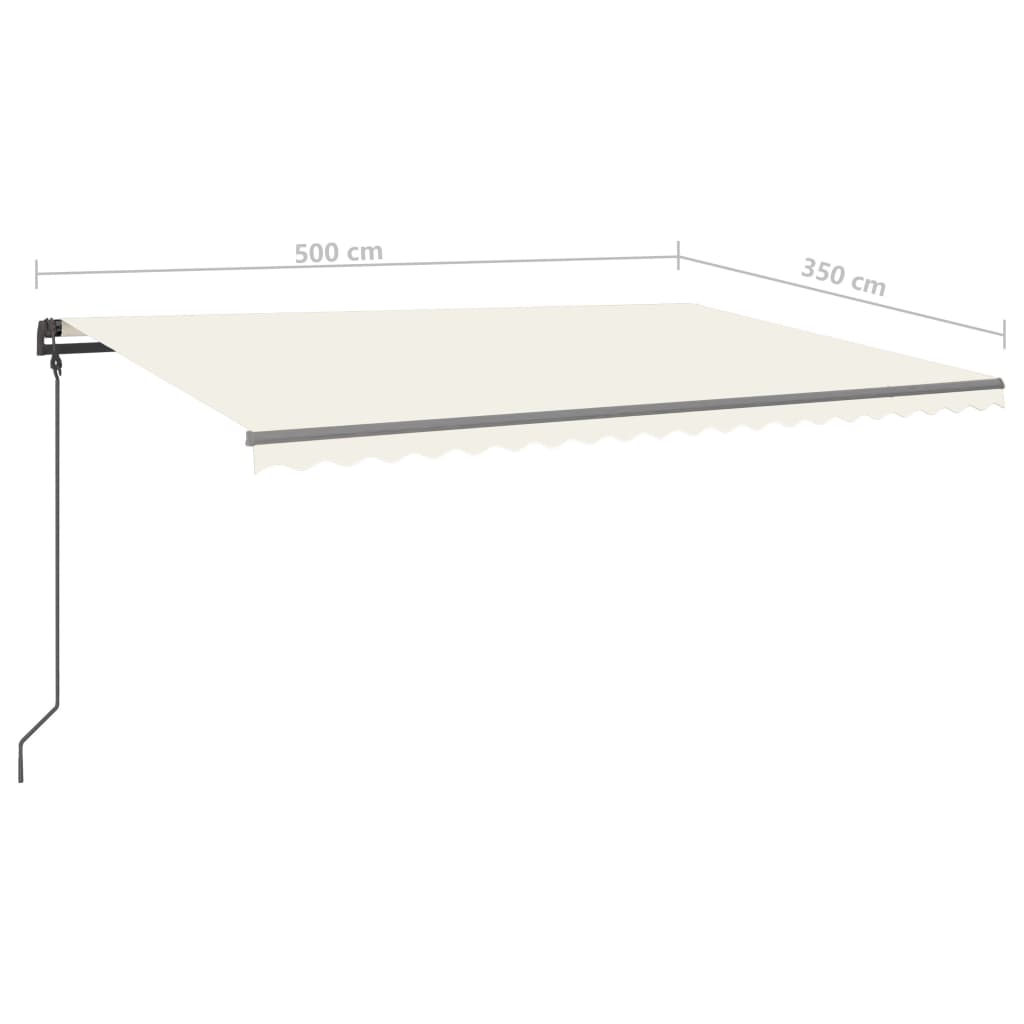 vidaXL Manual Retractable Awning with LED 5x3.5 m Cream