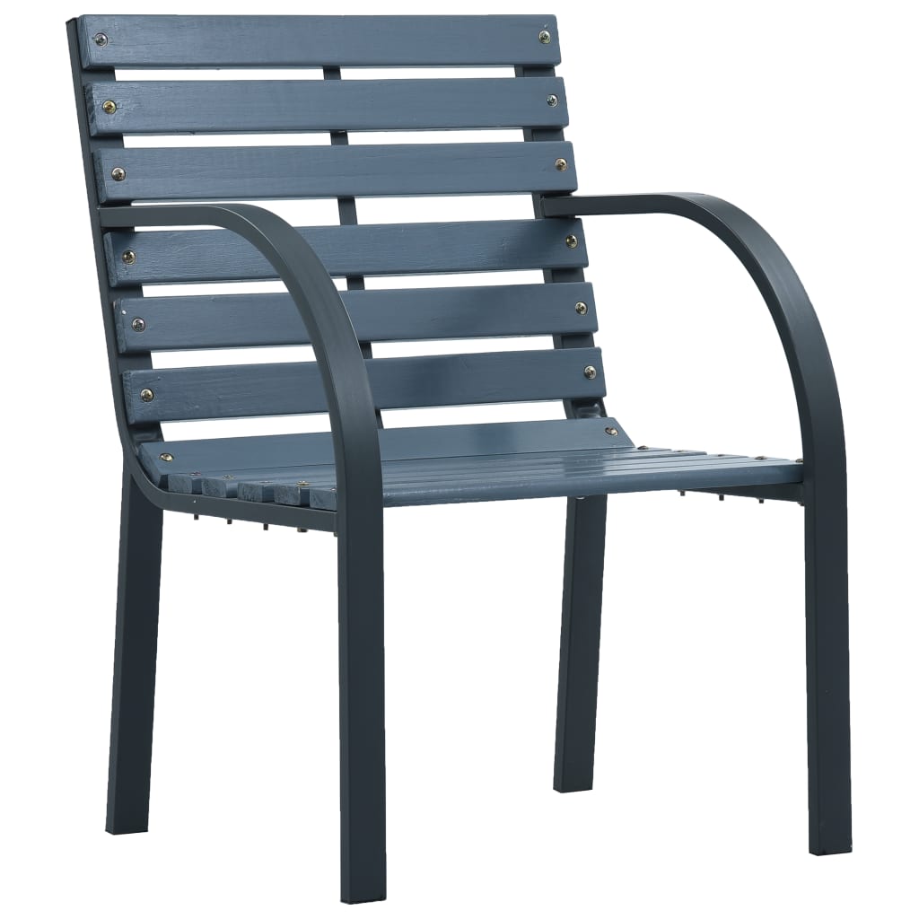 vidaXL Garden Chairs 2 pcs Grey Solid Wood Fir and Powder-coated Steel