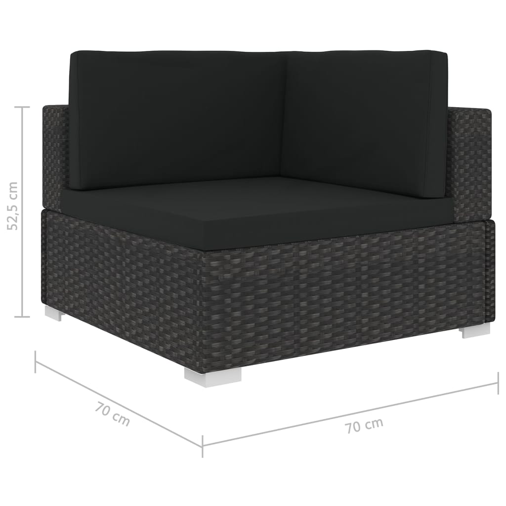 vidaXL 5 Piece Garden Lounge Set with Cushions Poly Rattan Black