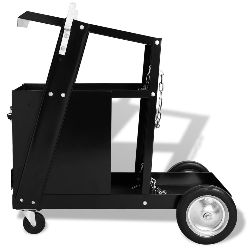 vidaXL Welding Cart with 4 Drawers Black