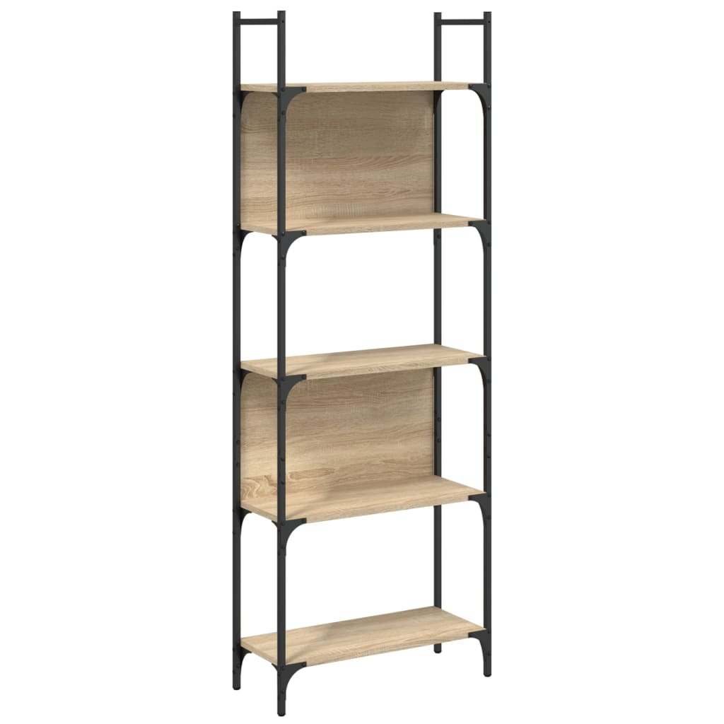 vidaXL Bookshelf 5-Tier Sonoma Oak 60.5x24x166.5 cm Engineered Wood