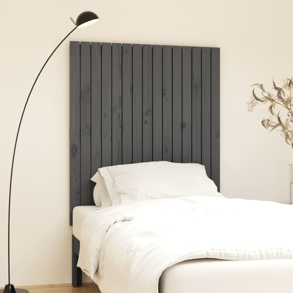 vidaXL Wall Headboard Grey 95.5x3x110 cm Solid Wood Pine