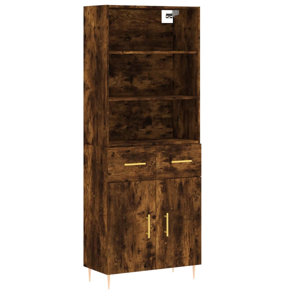 vidaXL Highboard Smoked Oak 69.5x34x180 cm Engineered Wood