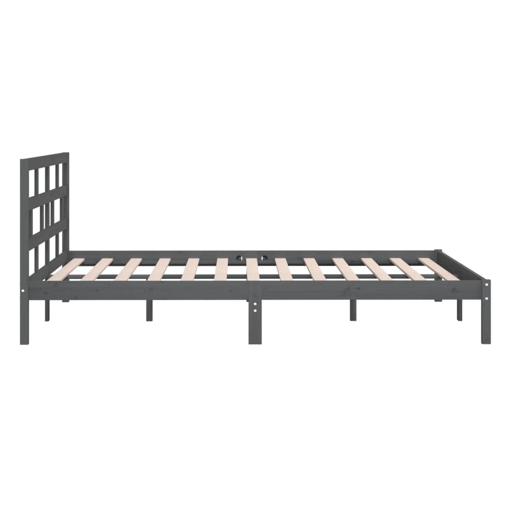 vidaXL Bed Frame without Mattress Grey Solid Wood 120x200 cm (810014+814186)