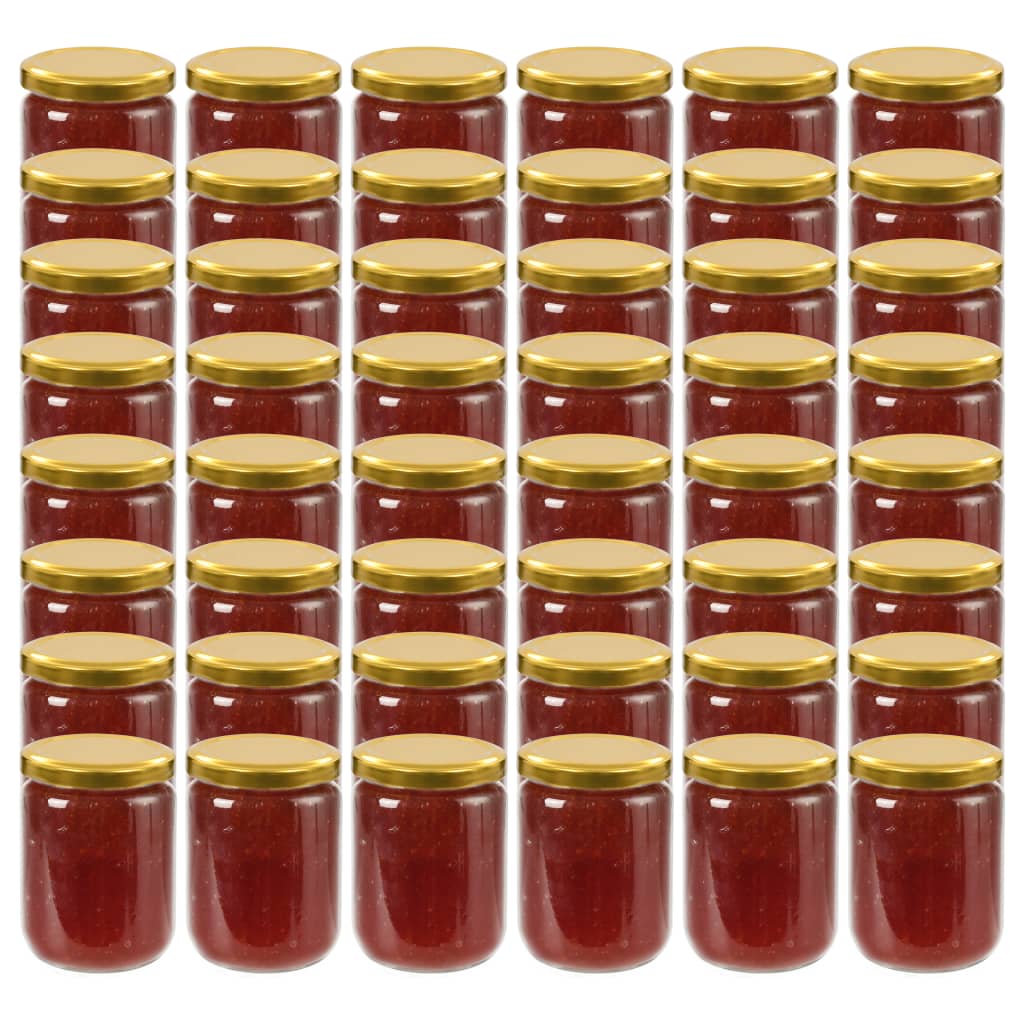 vidaXL Glass Jam Jars with Gold Lid 48 pcs 230 ml