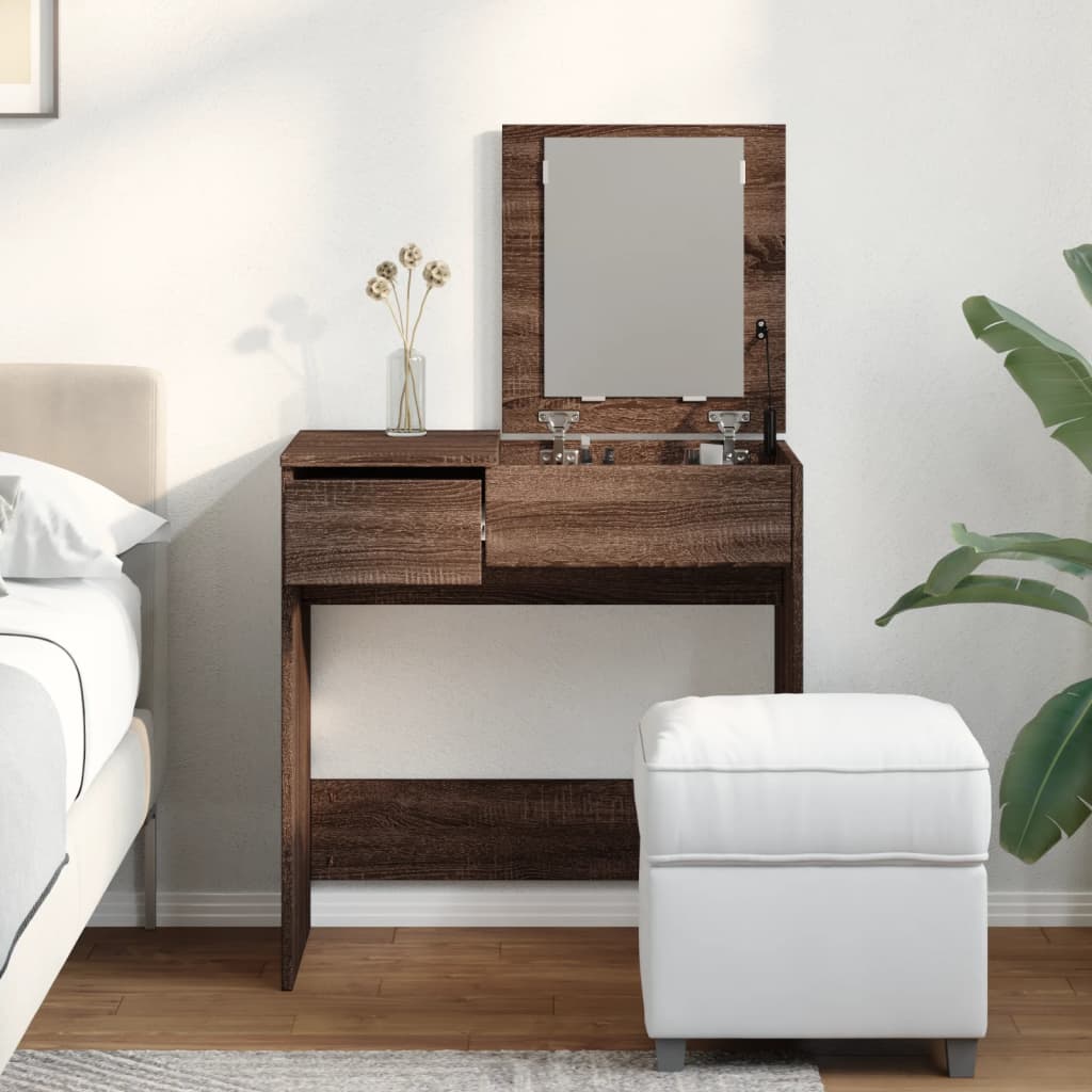 vidaXL Dressing Table with Mirror Brown Oak 73x46.5x120 cm