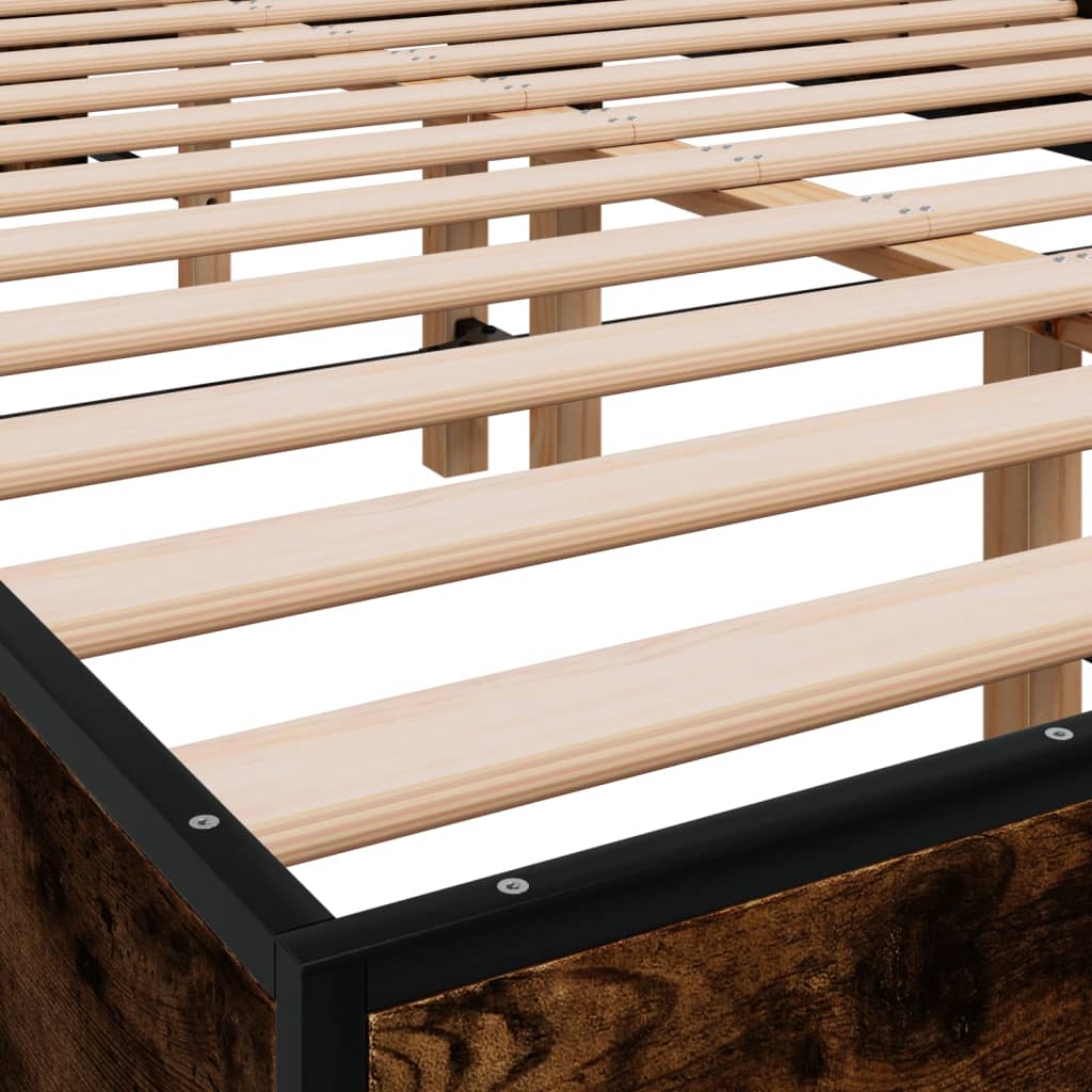 vidaXL Bed Frame without Mattress Smoked Oak 135x190 cm Double