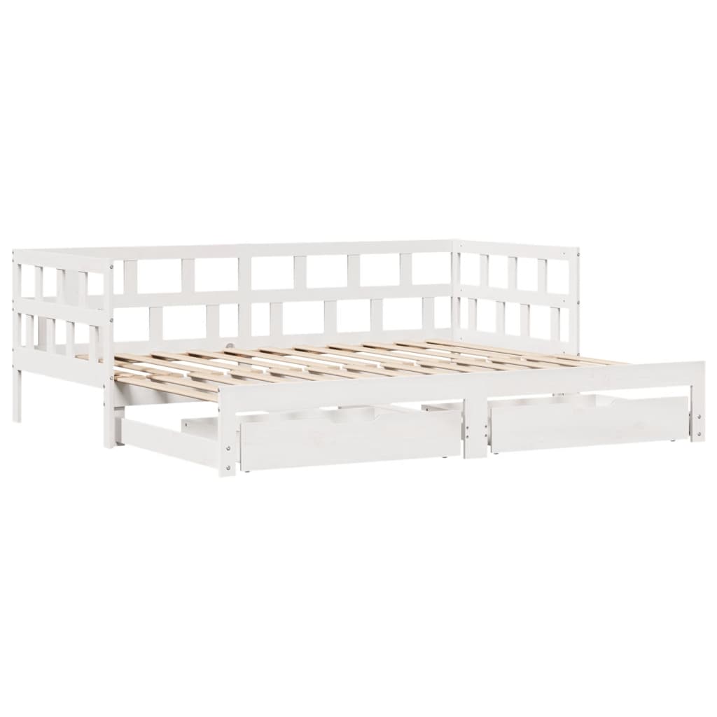 vidaXL Daybed with Trundle and Drawers without Mattress White 80x200 cm