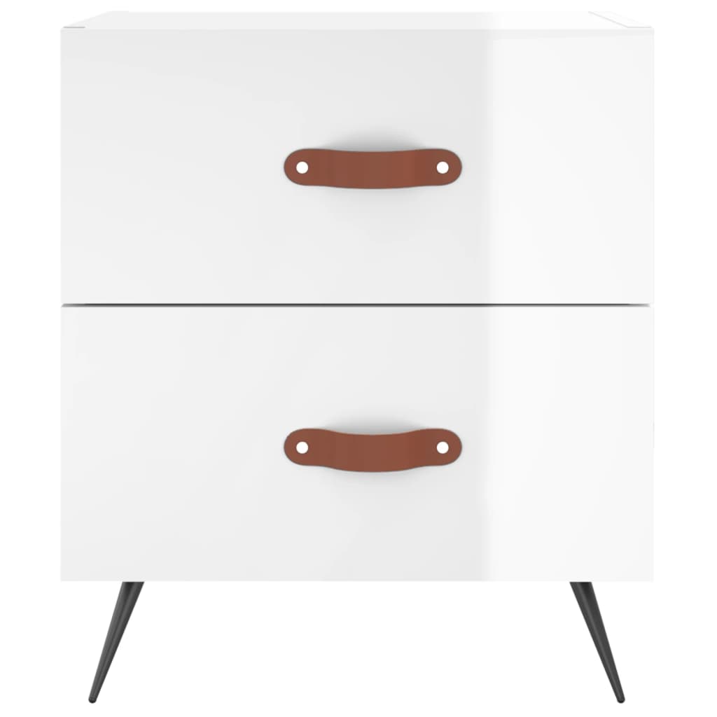 vidaXL Bedside Cabinets 2 pcs High Gloss White 40x35x47.5 cm Engineered Wood