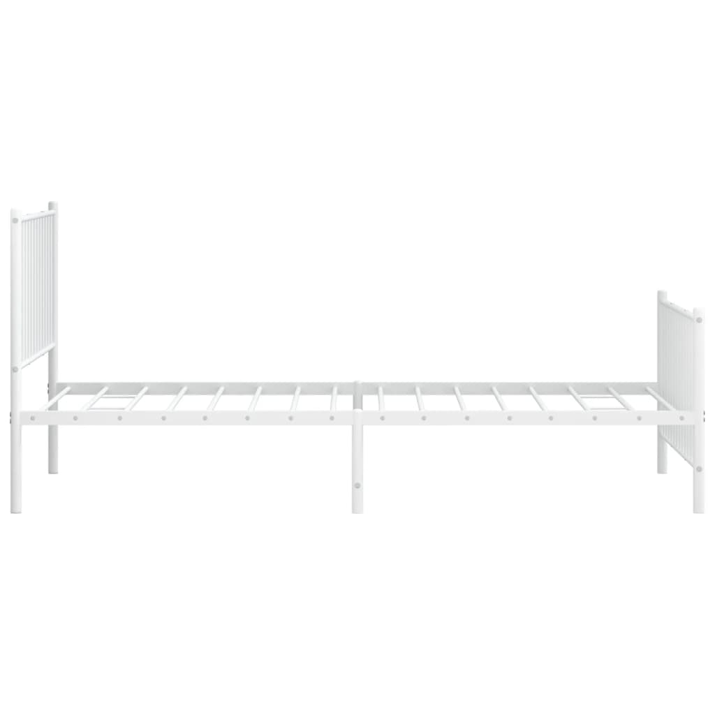 vidaXL Metal Bed Frame without Mattress with Footboard White 100x200 cm