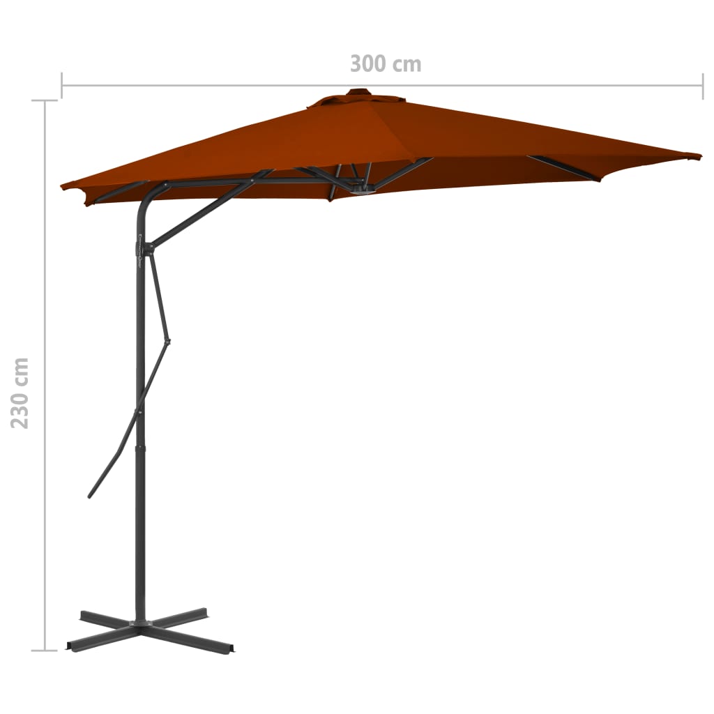 vidaXL Garden Parasol with Steel Pole Terracotta 300x230 cm