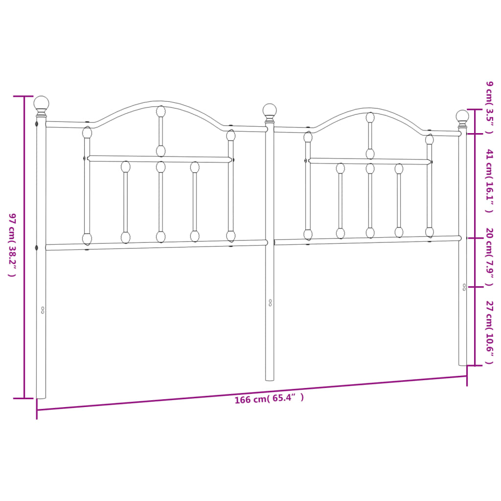 vidaXL Metal Headboard White 160 cm