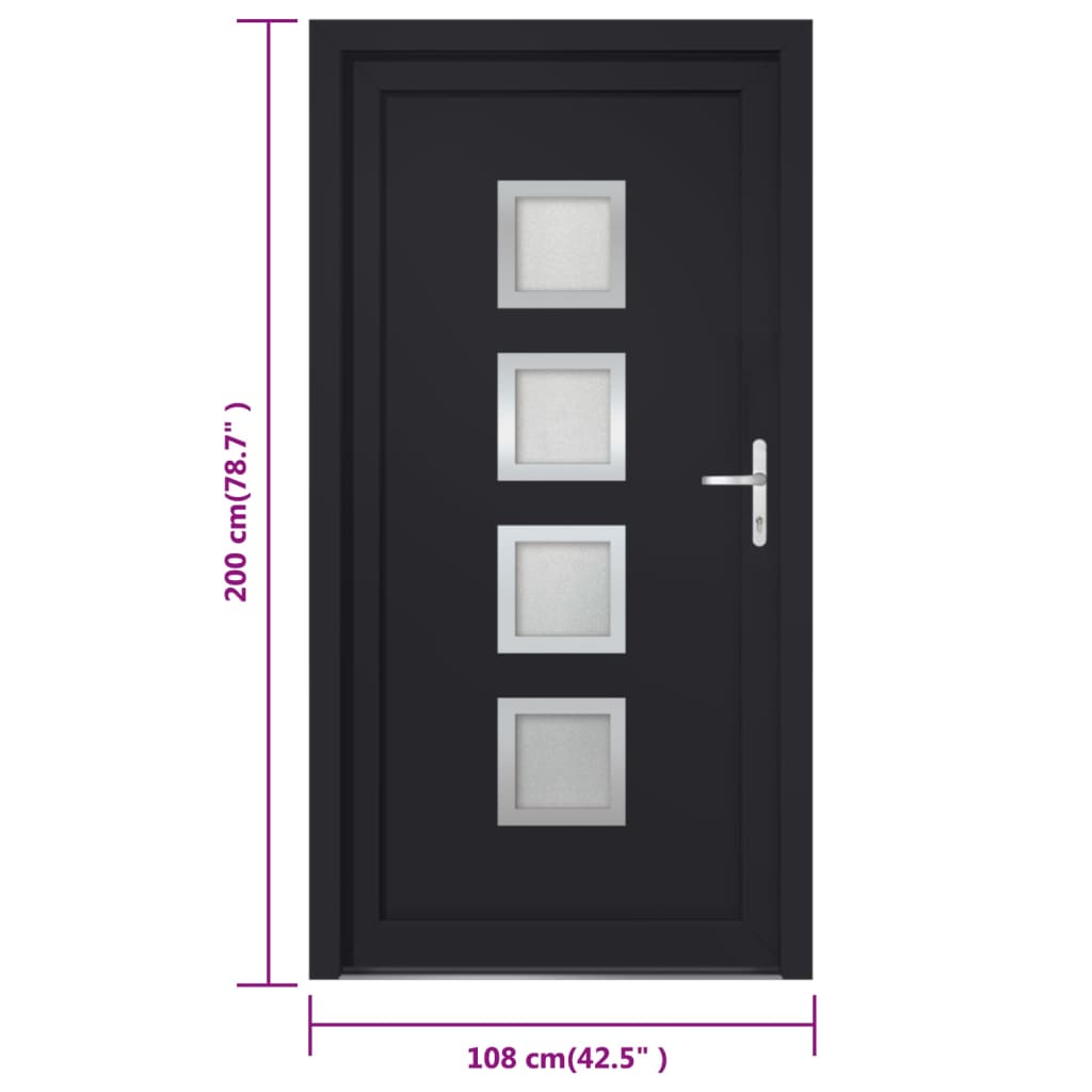 vidaXL Front Door Anthracite 108x200 cm PVC