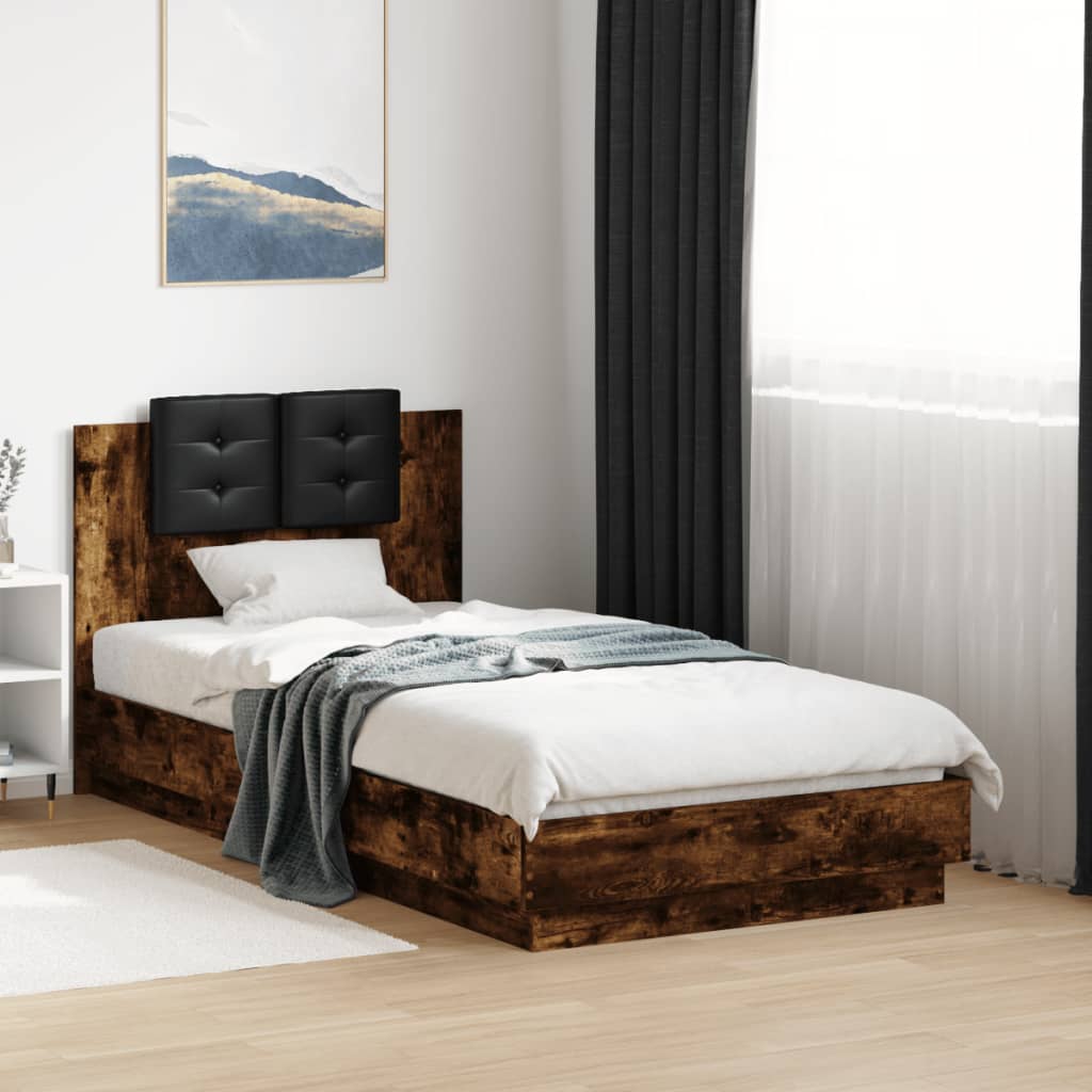 vidaXL Bed Frame without Mattress Smoked Oak 90x190 cm Single