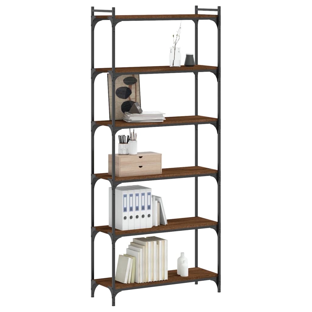 vidaXL Bookcase 6-Tier Brown Oak 80x30x188 cm Engineered Wood