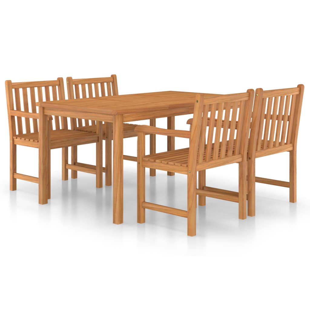 vidaXL 5 Piece Garden Dining Set Solid Teak Wood