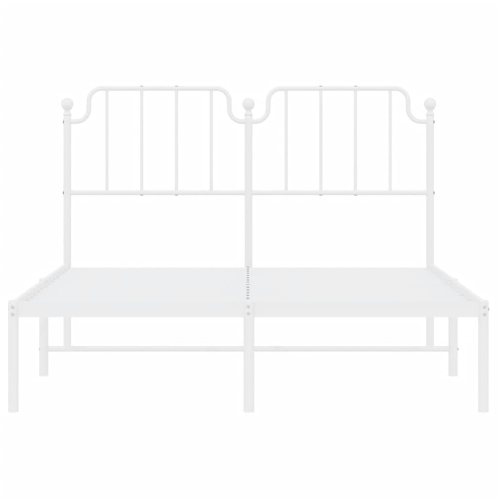 vidaXL Metal Bed Frame without Mattress with Headboard White 140x200 cm