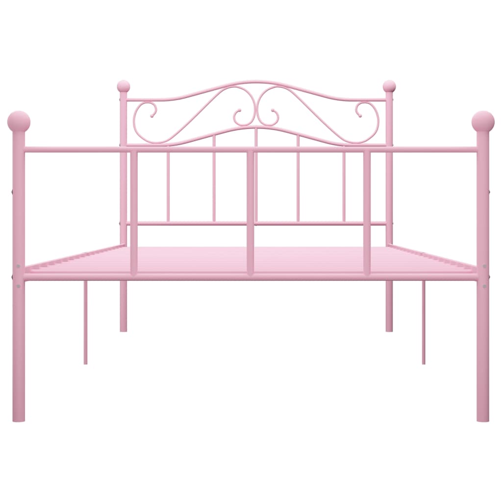 vidaXL Bed Frame without Mattress Pink Metal 90x200 cm