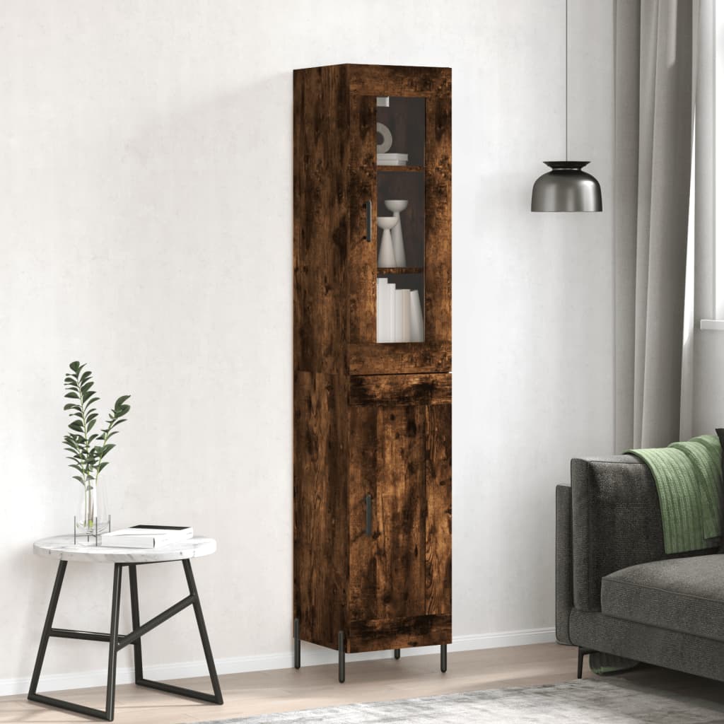 vidaXL Highboard Smoked Oak 34.5x34x180 cm Engineered Wood