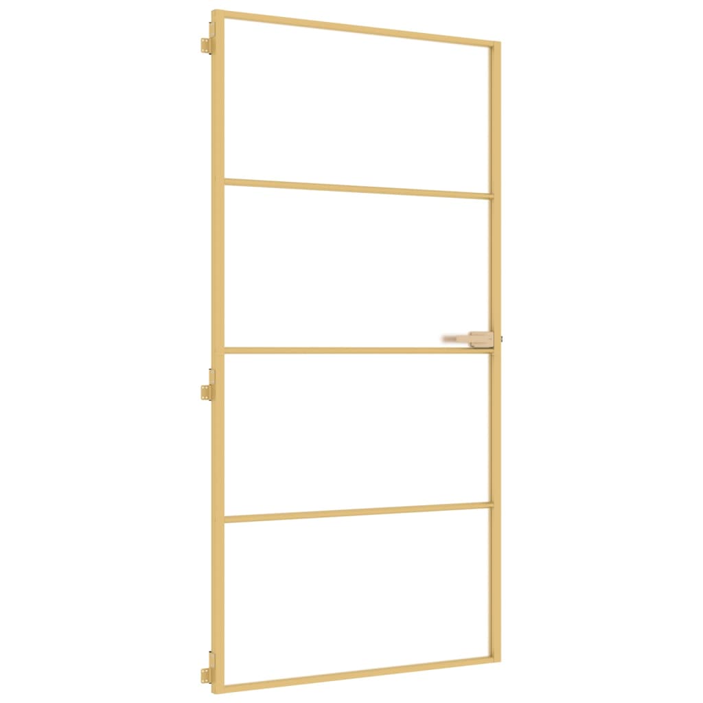 vidaXL Interior Door Slim Golden 102.5x201.5 cm Tempered Glass and Aluminium