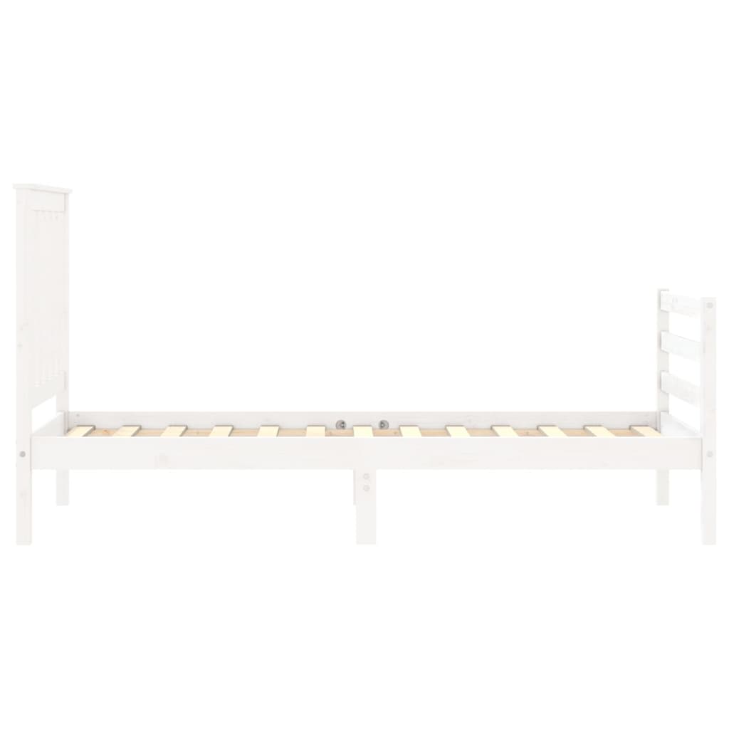 vidaXL Bed Frame without Mattress White Small Single Solid Wood