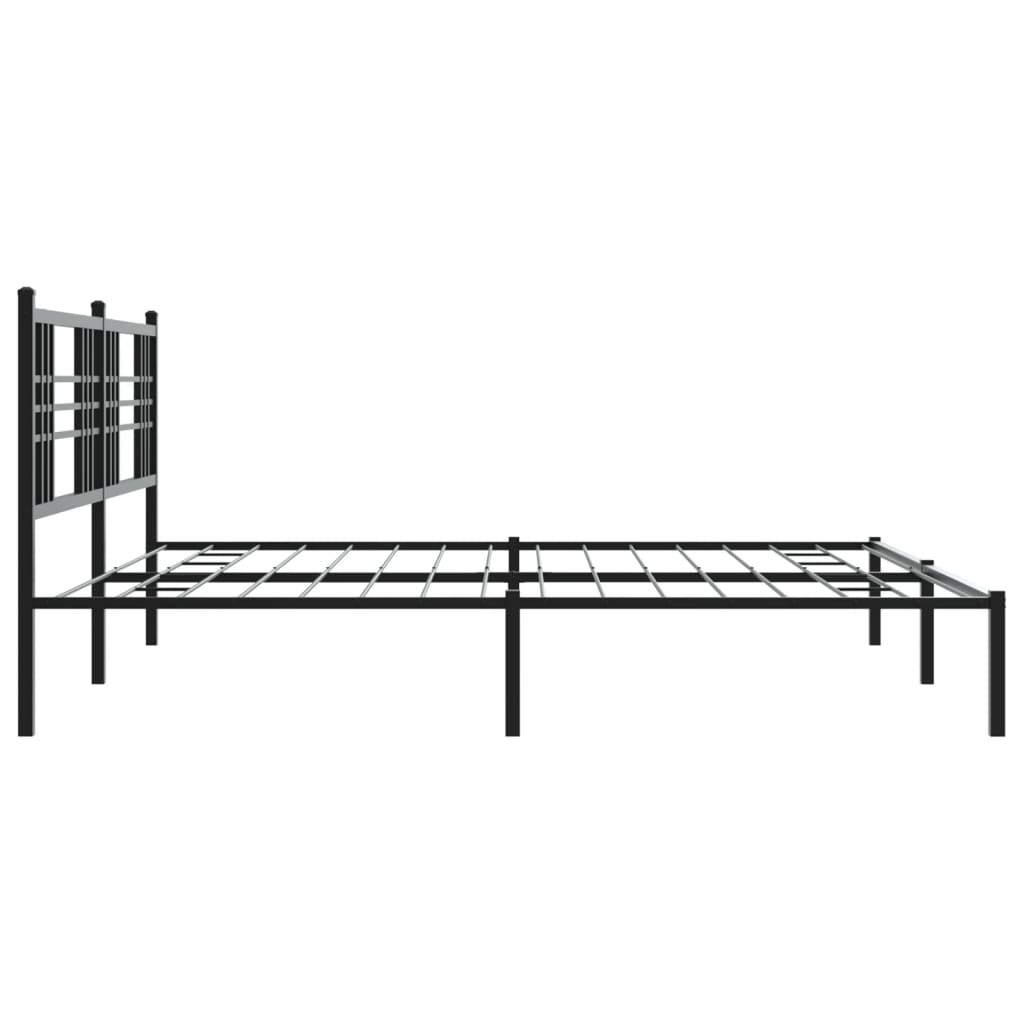 vidaXL Metal Bed Frame without Mattress with Headboard Black 193x203 cm