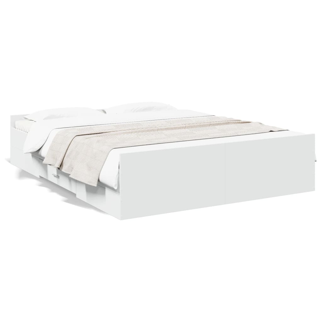 vidaXL Bed Frame with Drawers without Mattress White 160x200 cm