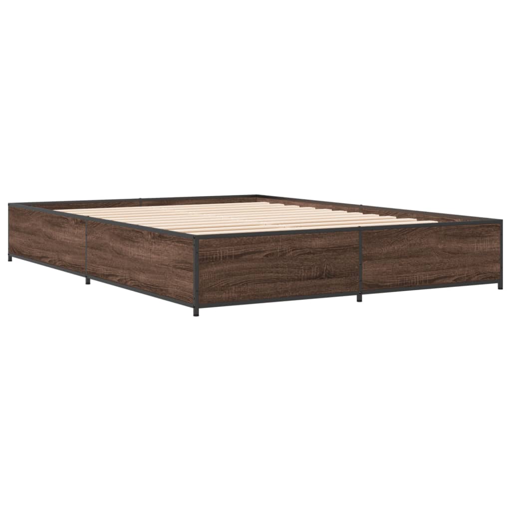 vidaXL Bed Frame without Mattress Brown Oak 140x200 cm