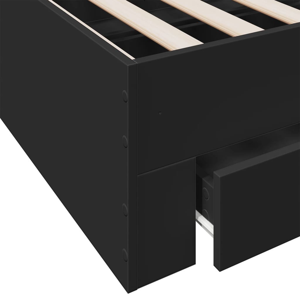 vidaXL Bed Frame with Drawers without Mattress Black 75x190 cm Small Single