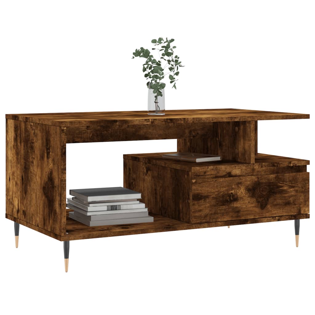 vidaXL Coffee Table Smoked Oak 90x49x45 cm Engineered Wood