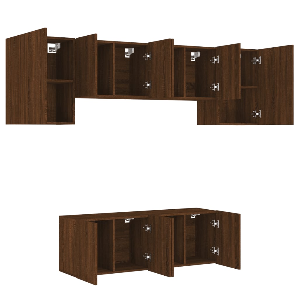 vidaXL 6 Piece TV Wall Units Brown Oak Engineered Wood