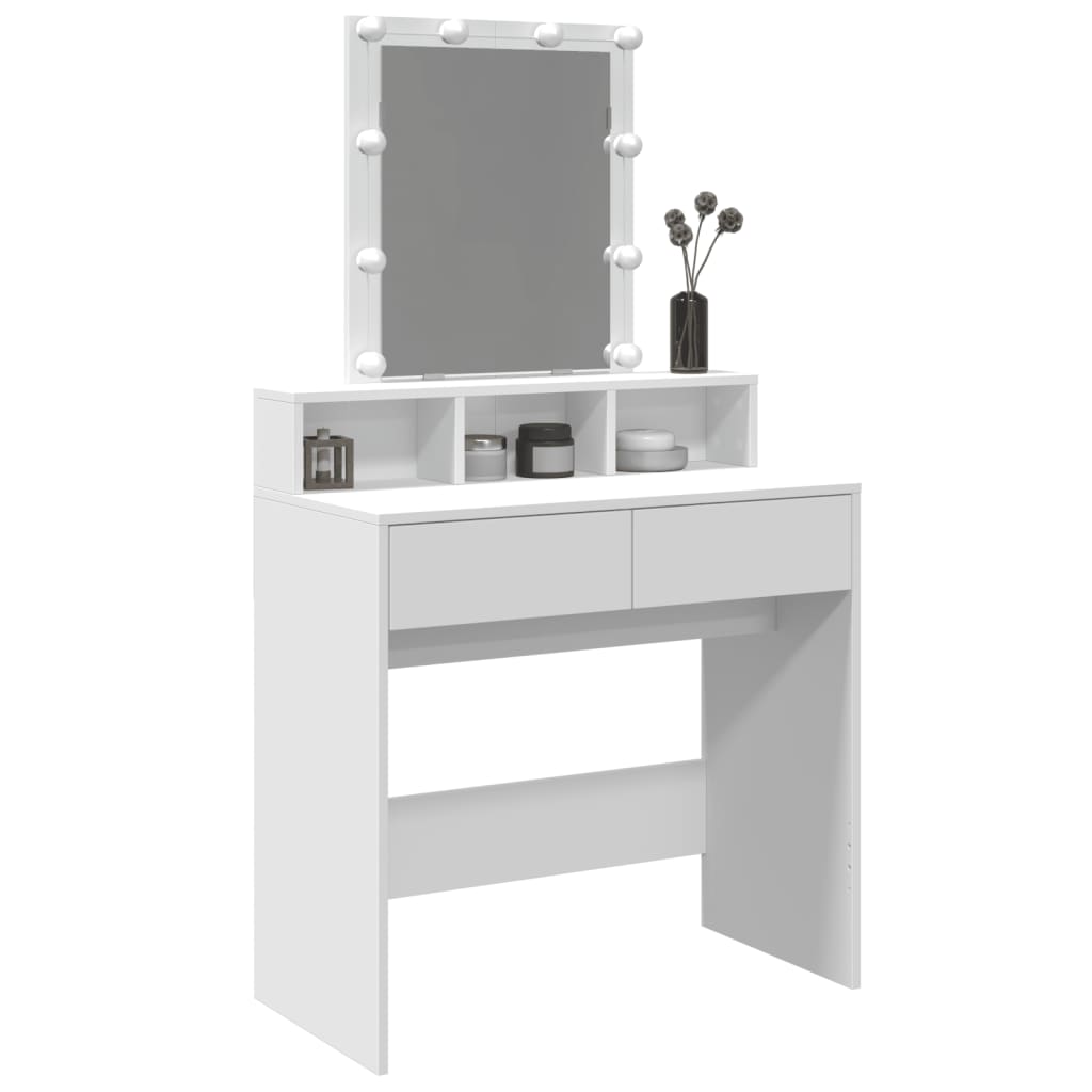 vidaXL Dressing Table with LED White 80x41x144.5 cm