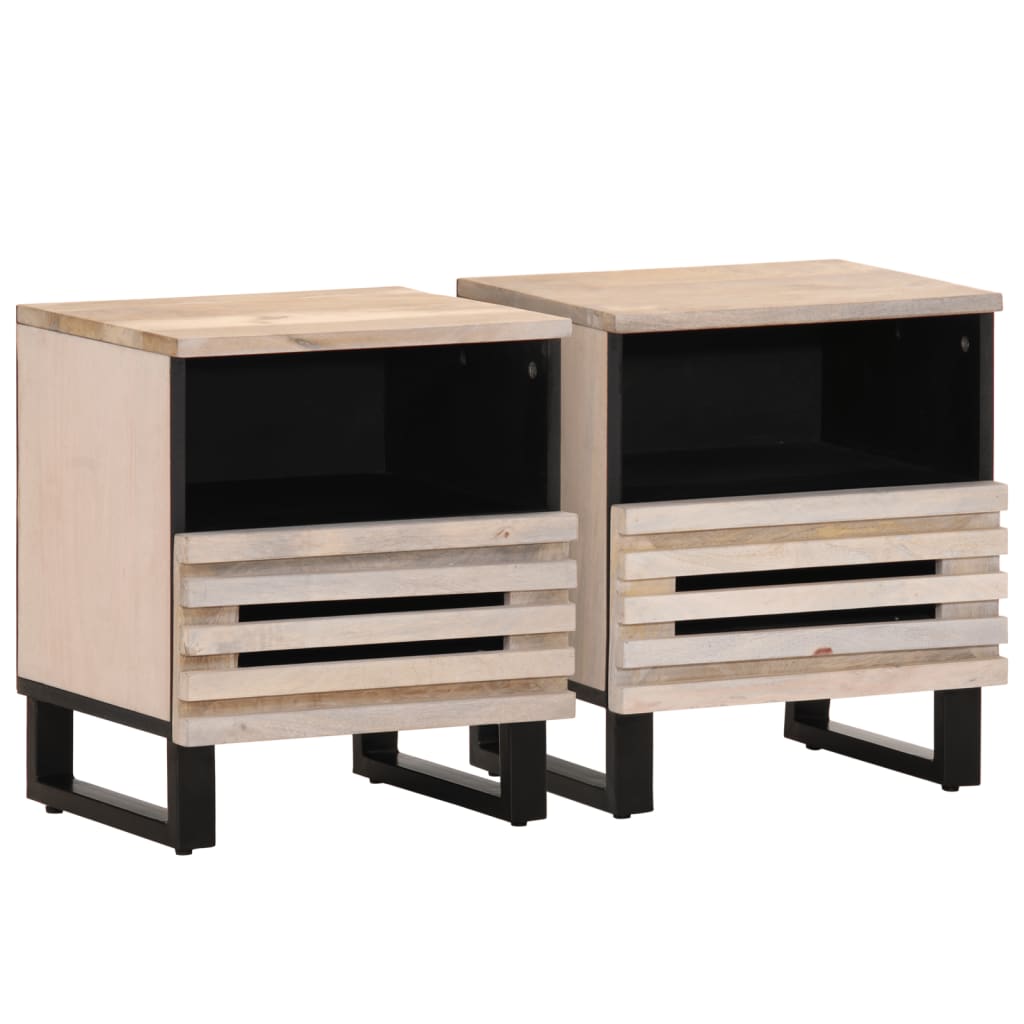 vidaXL Bedside Cabinets 2 pcs 40x33x46 cm Solid Wood Bleached Mango